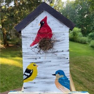 Bird house painting wall mount